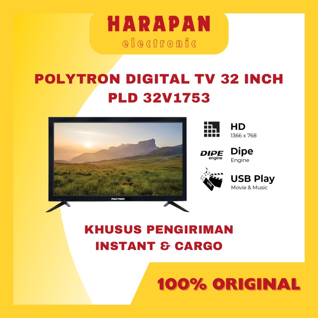 POLYTRON DIGITAL LED TV 32 INCH PLD 32V1753 32V1853 / HD ANTENA POLITRON BRACKET 32"