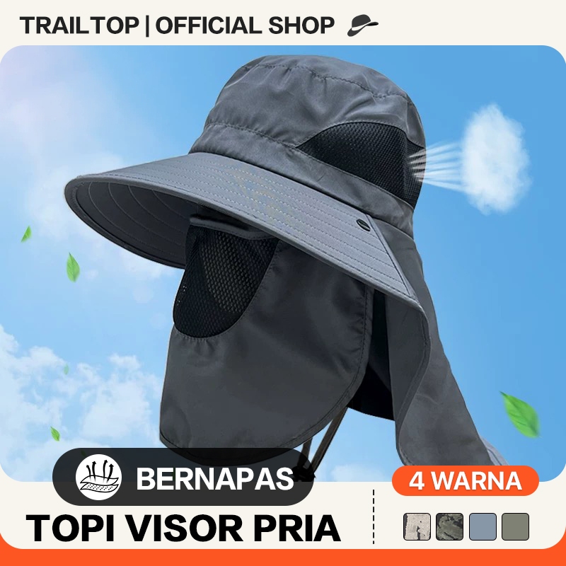 TrailTop Topi Gunung Topi Visor Lipat Pinggiran Lebar Anti UV Topi Mancing Bernapas
