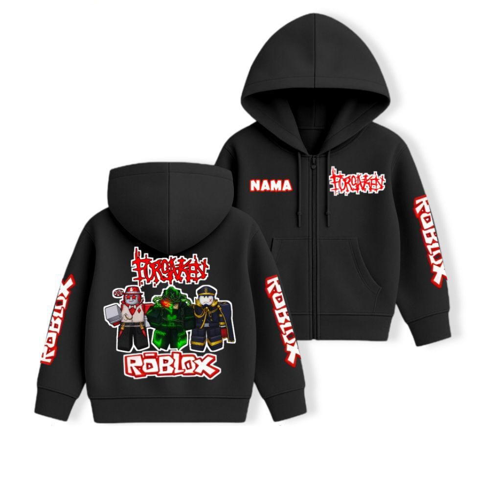 Jaket Hoodie Zipper Anak Roblox Forsaken / Jaket Resleting Anak Roblox Forsaken