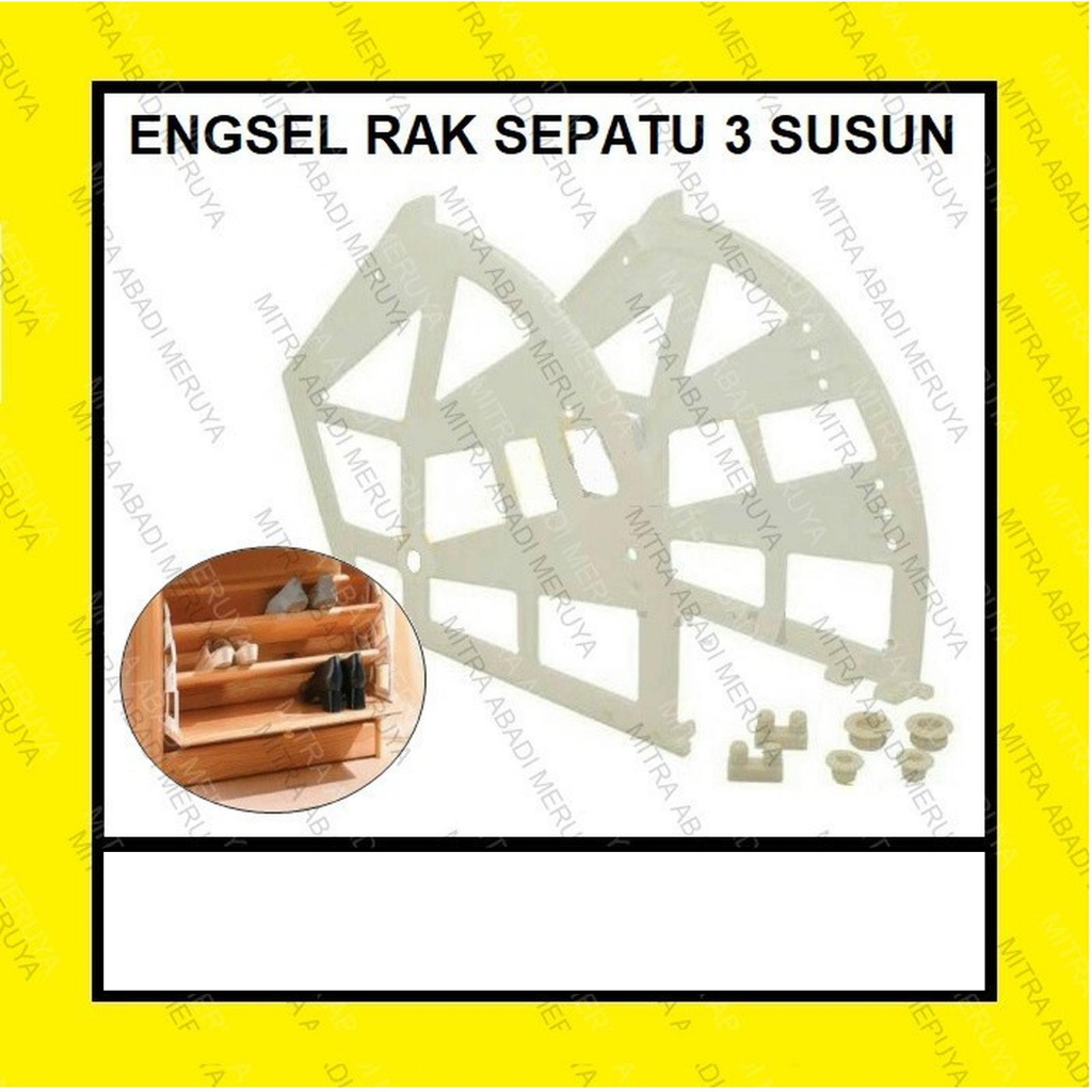 Fitting Bracket Engsel Rak Sepatu Kipas Putar 3 Susun Sekat Lemari