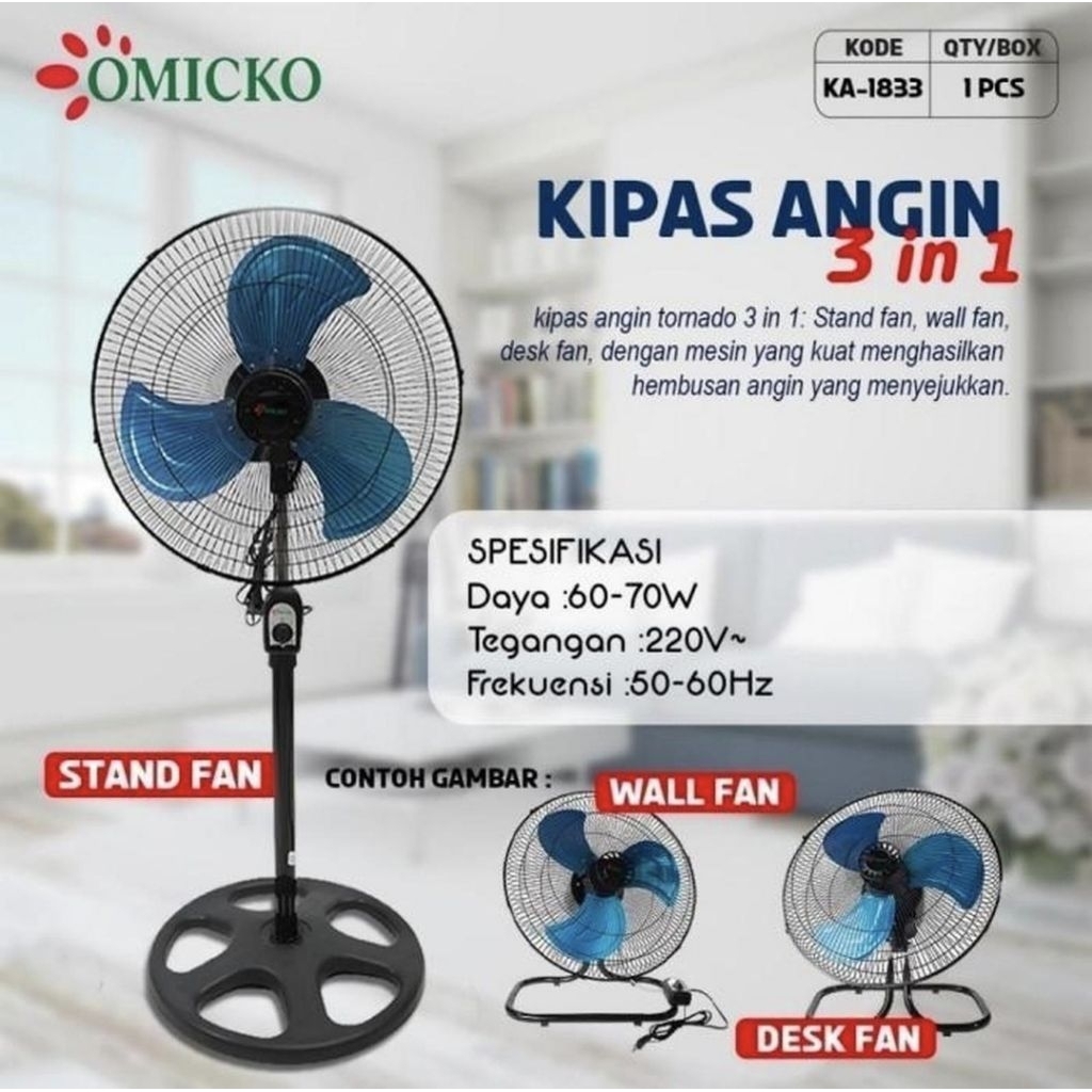Kipas angin besi 18 inch ( berdiri,  duduk,  dinding  )