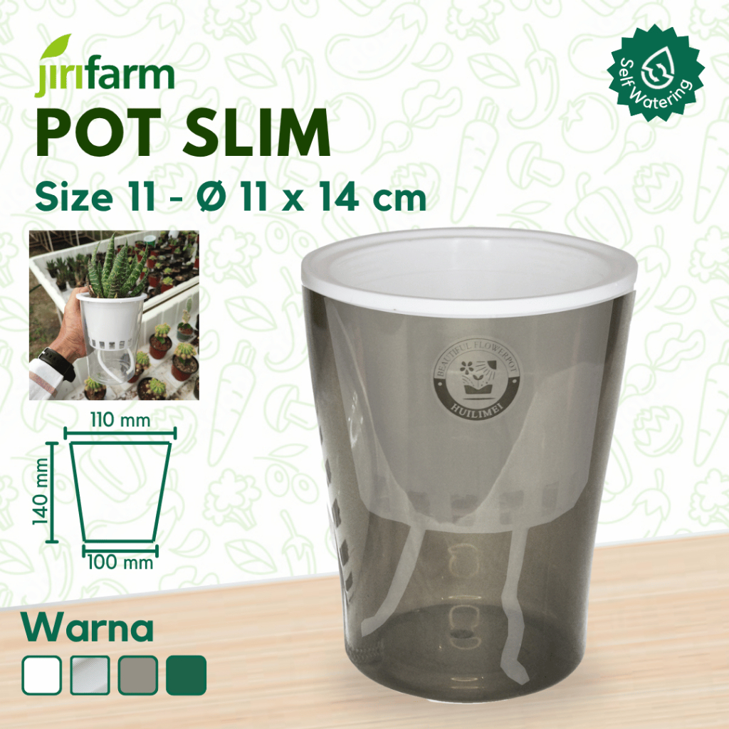 INNO - Pot Bunga Slim Minimalis Diameter 11 - Tanaman Hias Otomatis Self Watering Pot Unik