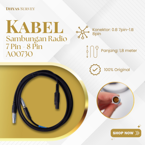 Kabel Radio GPS Topcon Satel 7 Pin - 8 Pin A00730 Kabel Sambungan GPS Geodetik Topcon Satel 7-8 pin