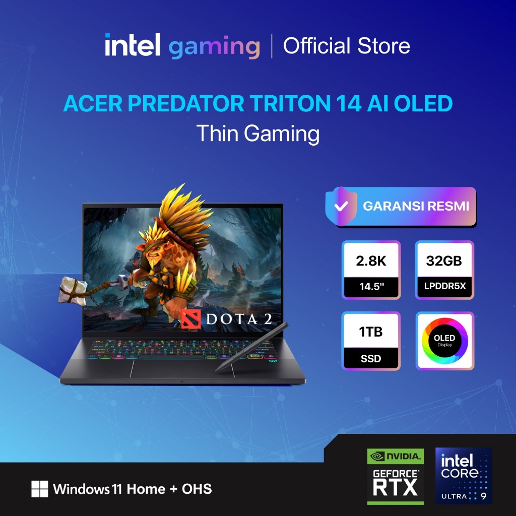 ACER PREDATOR TRITON 14 AI OLED ULTRA 9 288V RTX5070 8GB/ 32GB 1TB W11+OHS 14.5 2.8K 120HZ PKRGB 3Y+