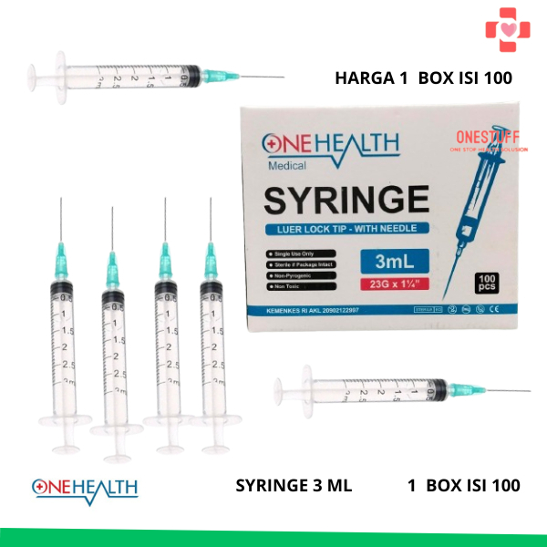 Spuit 3cc with needle isi 100pcs - Onehealth
