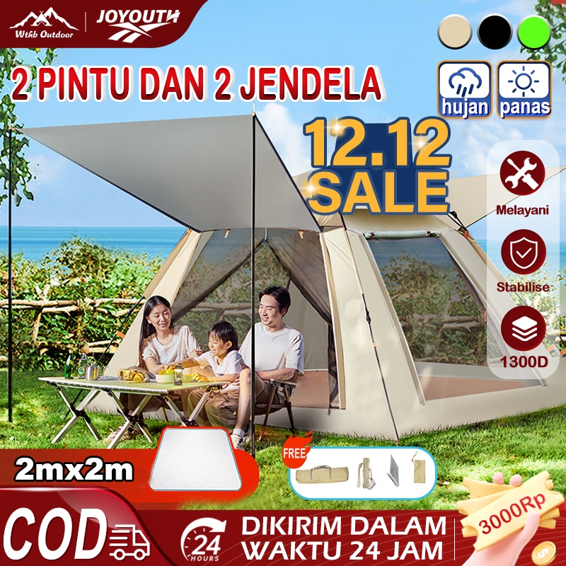 JOY Tenda Camping Lipat Portable Kapasitas 4-6 Orang tenda camping otomatis tenda Outdoor Waterproof