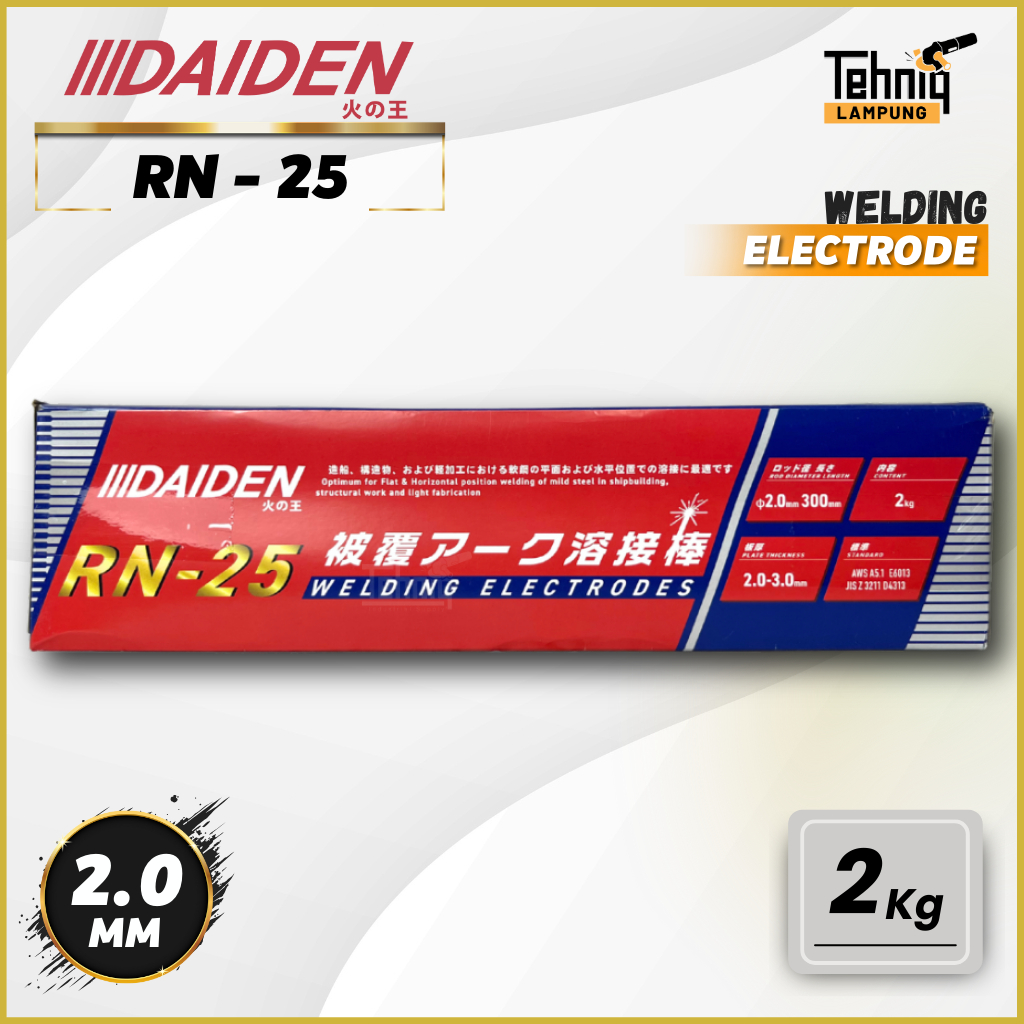 Daiden Kawat Electrode RN-25 E6013 | Kawat Las MMA Daiden RN-25 E6013 | Kawat Las Untuk MMA Daiden E
