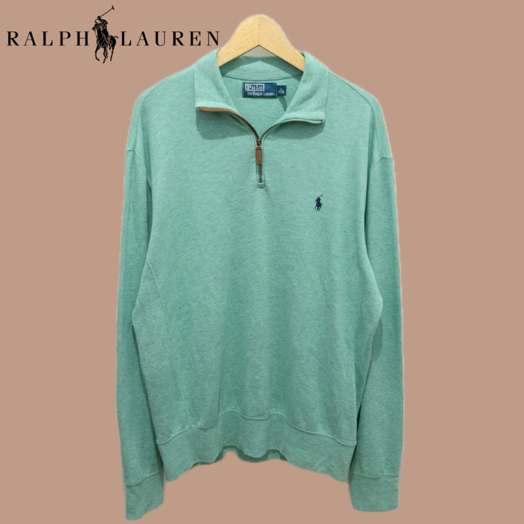 Polo Ralph Lauren Green Luxury Jersey Half Zip Sweater