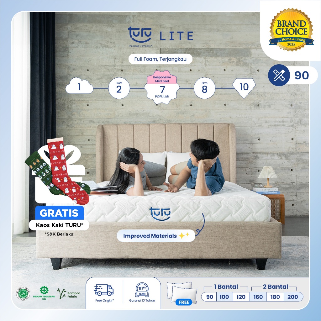 Turu - Kasur Base Support Foam TURU LITE ukuran 90x200 (Single Size) Free Bantal