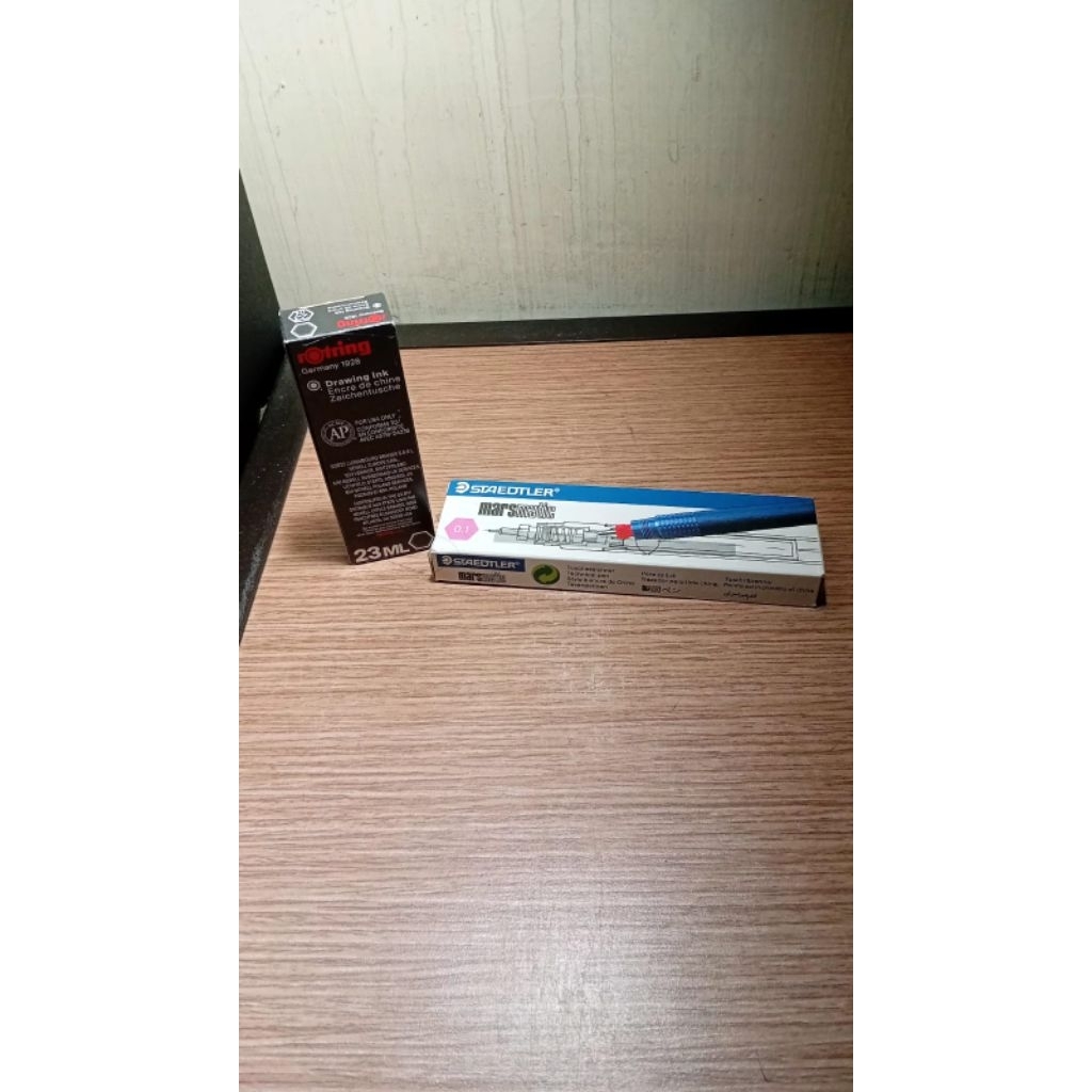 drawing pen staedtler marsmatic 0.1 + Rotring ink (black)