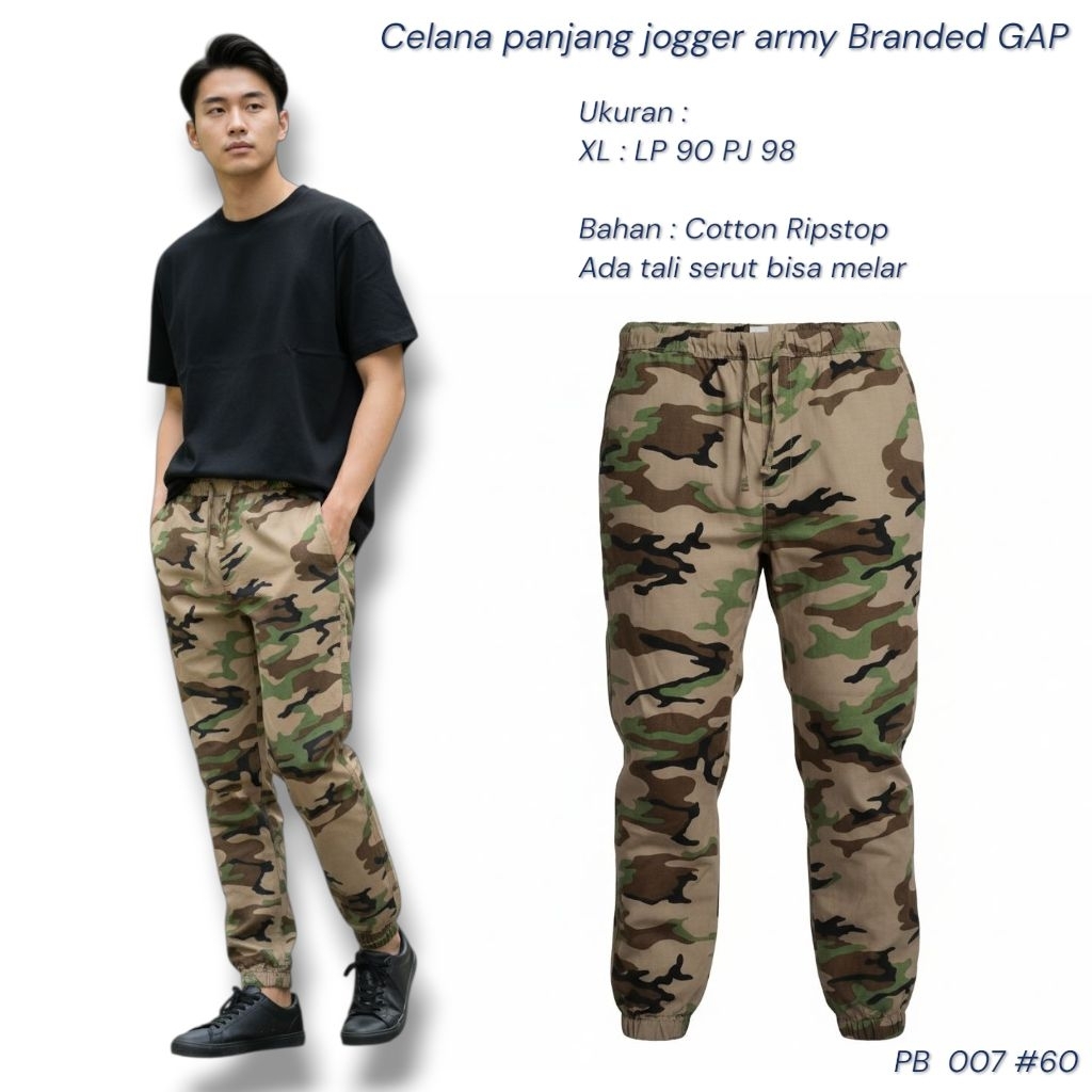 Celana Jogger Pria Army Branded GAP – Ripstop Premium, Tali Serut, Nyaman & Kuat