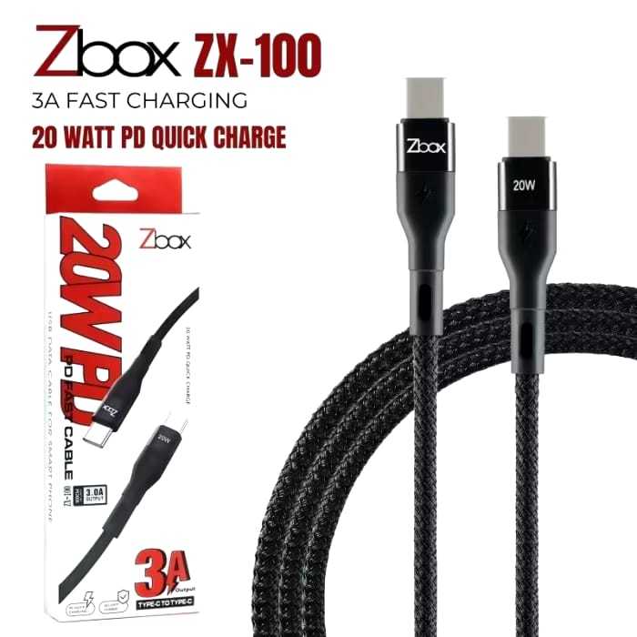 Zbox ZX100 Type C to Type C | Type C to Lightning Cable 3A Fast Charging - Kabel Data Murah Fast Cha