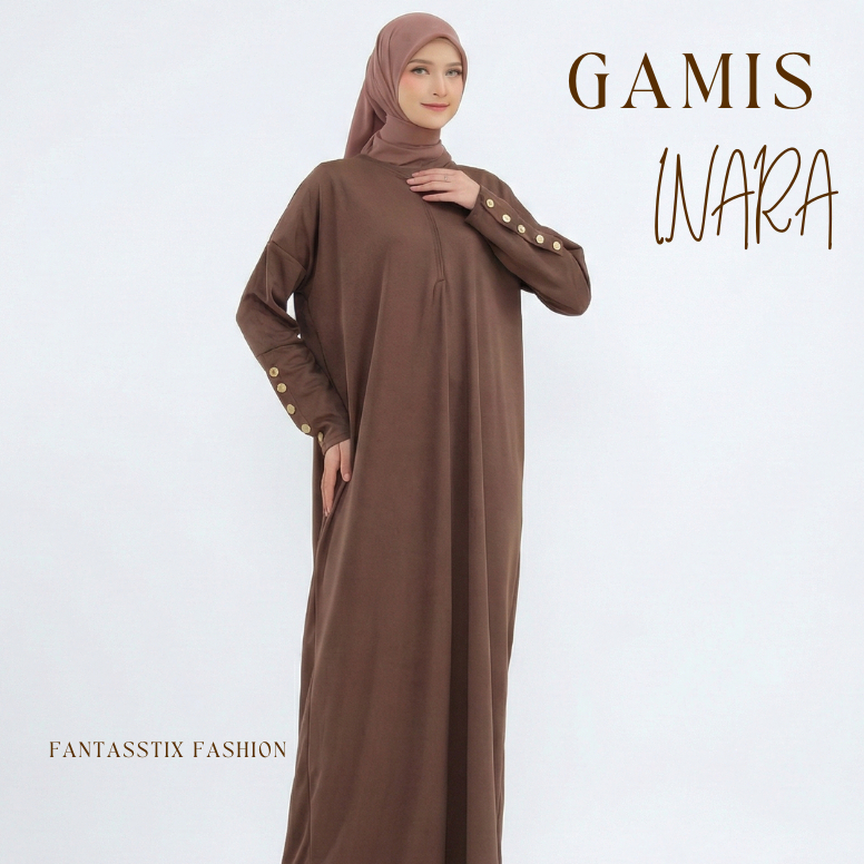 FX - Gamis Knit JPN Gamis Inara Lengan Panjang Variasi Kancing 5 Busui Friendly Bahan Knit Japan Pre