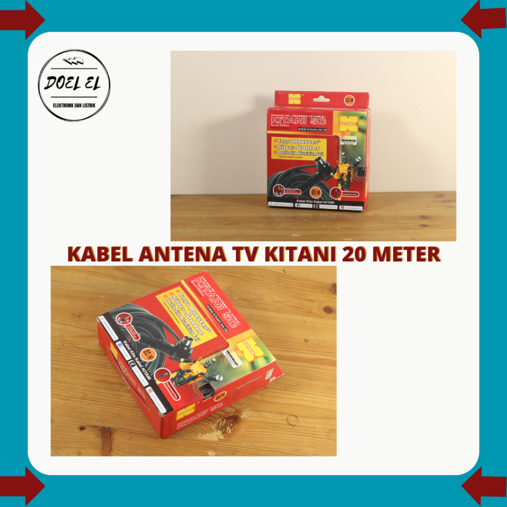 KABEL ANTENA TV MERK KITANI 20 METER | RG6 KITANI 5C KABEL PLUS JACK 20 METER