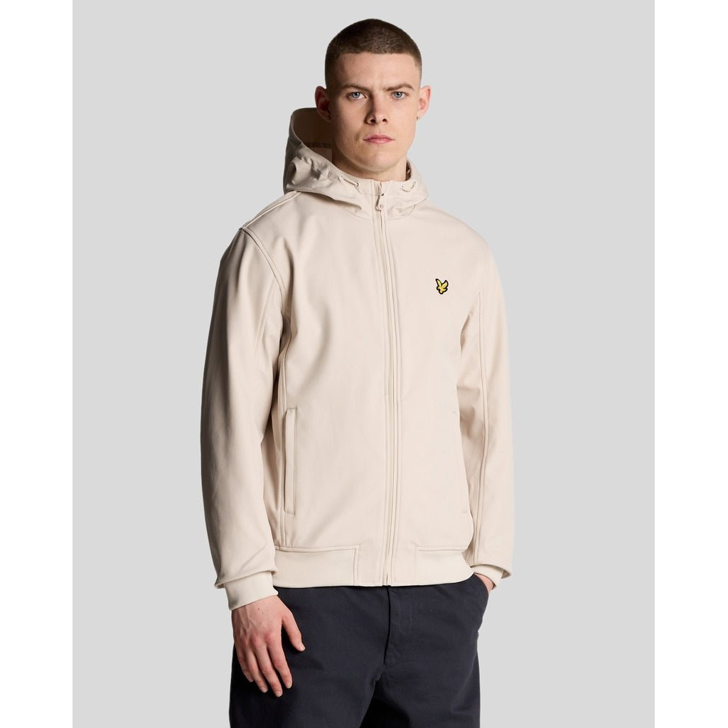 Lyle And Scott Mes Lined Softshell Hooded Jacket In Cream Butter