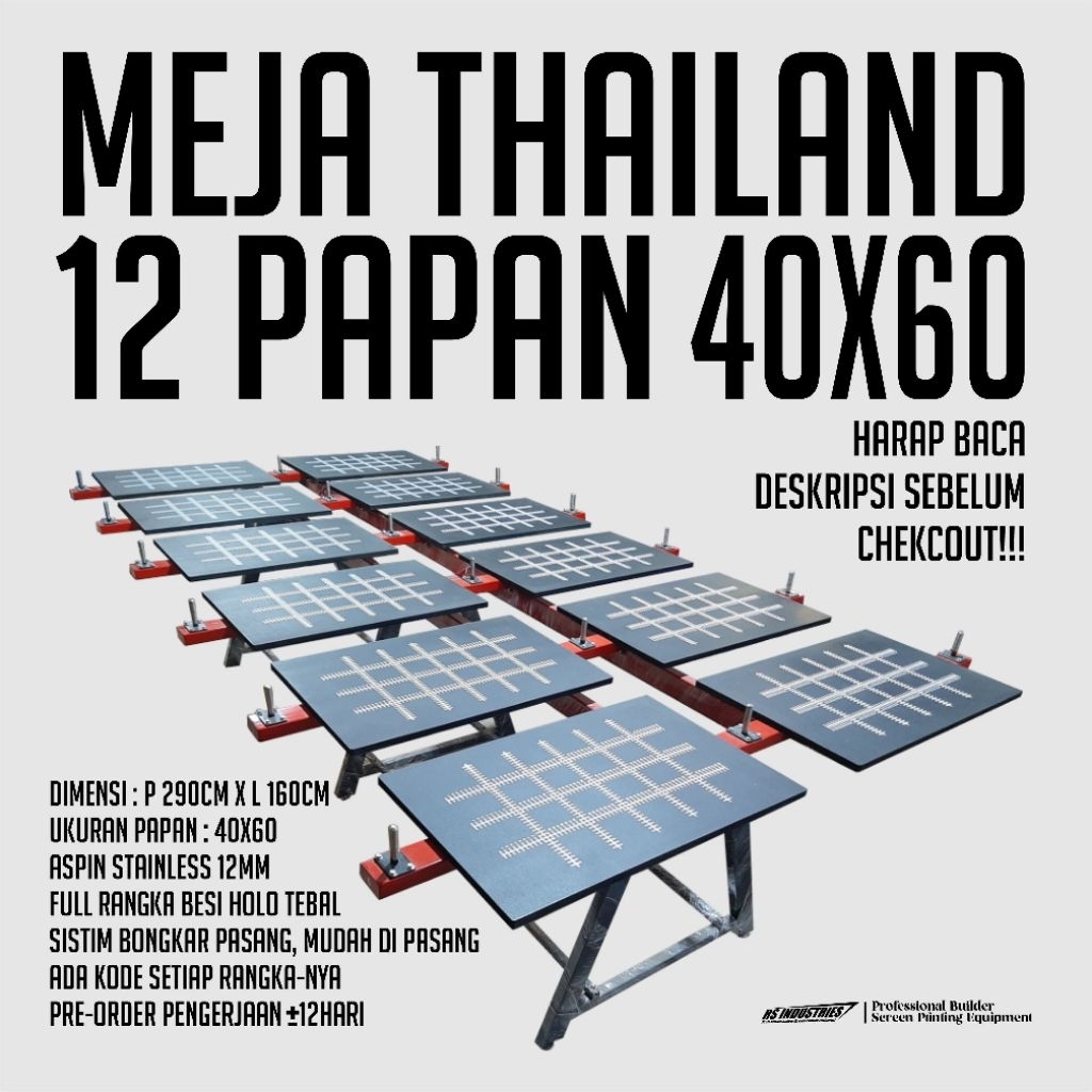 MEJA SABLON THAILAND 12 PAPAN - MEJA SABLON DOUBLEPIN 12 PAPAN RS INDUSTRIES