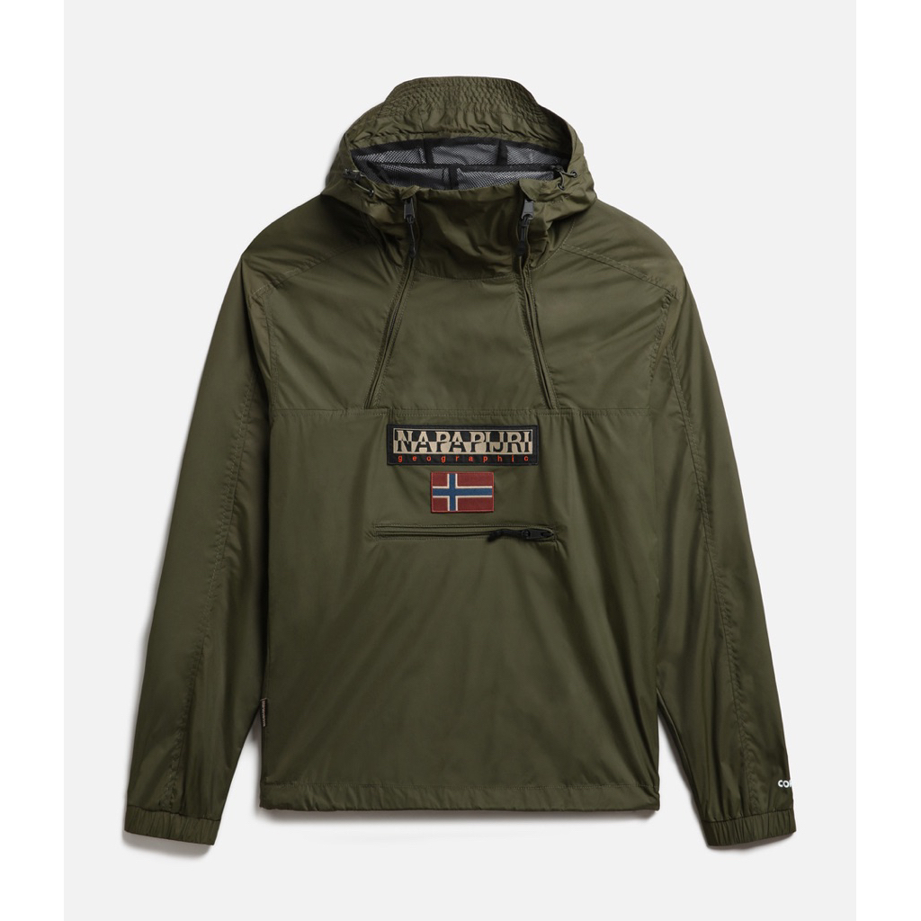 Napapijri Northfarer Shell Summer Hooded Jacket In Olive Green