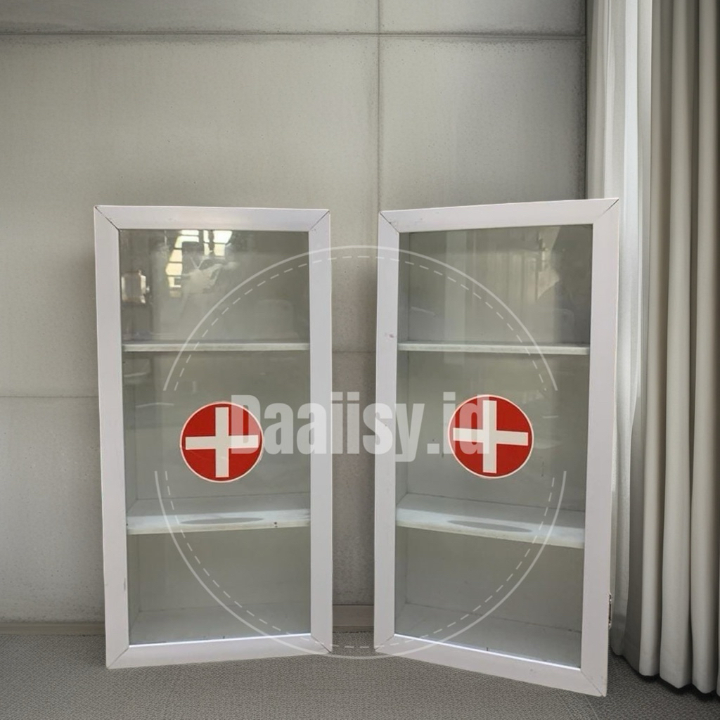 WJ - Kotak Obat Cakra/Kotak P3K Pintu Kaca Dinding Mudah Dipasang