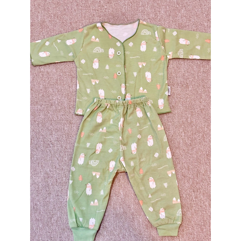 Fluffy Baby Wear Setelan Panjang Green