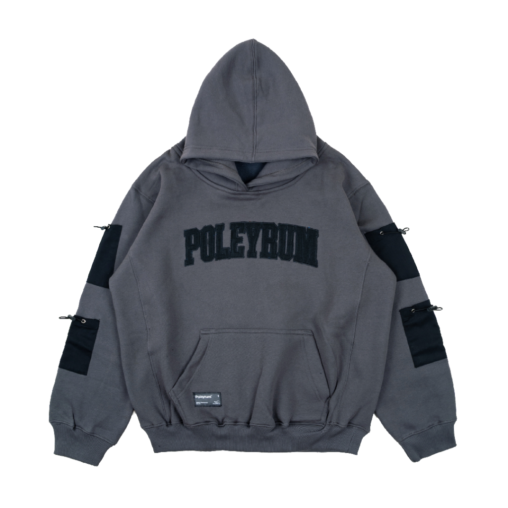 Poleyrum Essentials Hoodie - Pullover Sweater Oversized Fit Cotton Fleece Blend Pria Unisex - Dark G