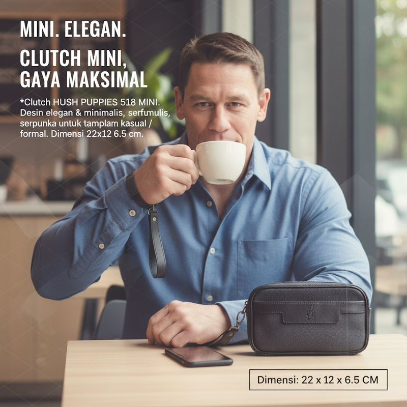 Big Promo Tas Clutch Hush Puppies 518 Mini Hitam Premium Hand Bag Pria Waterproof Elegan Untuk