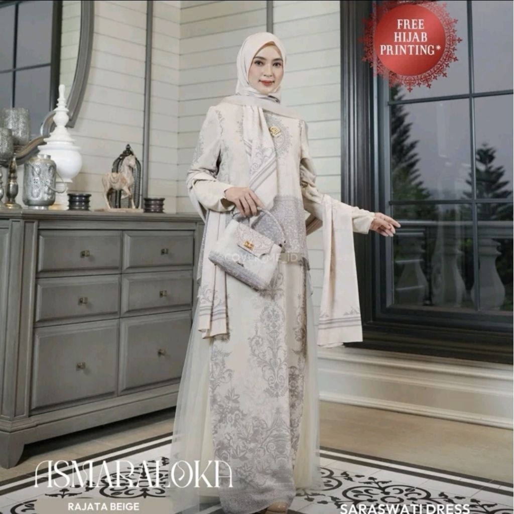 Lelangan Coverme Gamis Asmara Loka Radjata Beige (M)