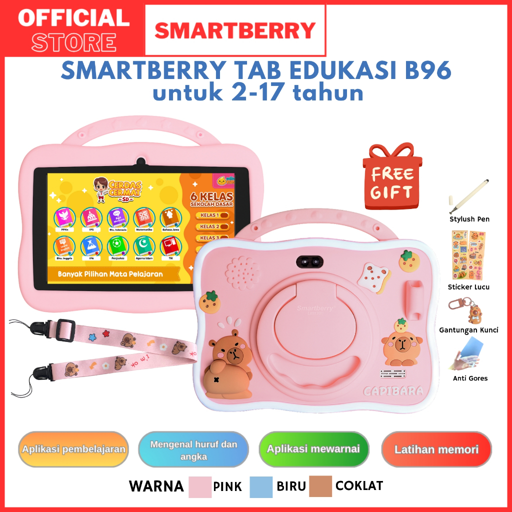 SMARTBERRY Kids Study TAB 4/128GB / B95  B96 Tablet  Hadiah Anak / 7 Inch / Android tab edukasi anak