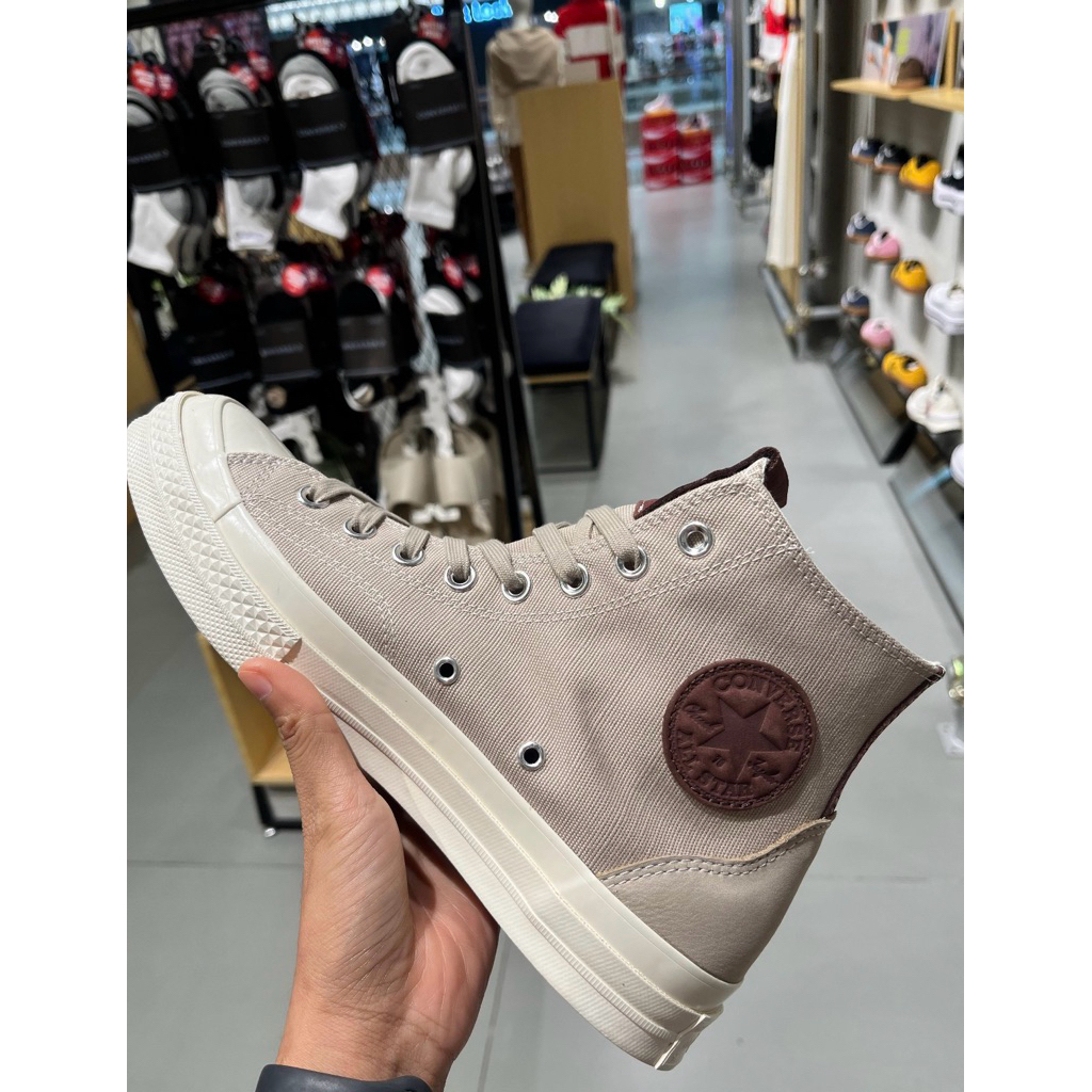 Sepatu Sneakers Pria Converse Chuck 70s Hi Canvas & Leather Desert Cargo/Vintage White