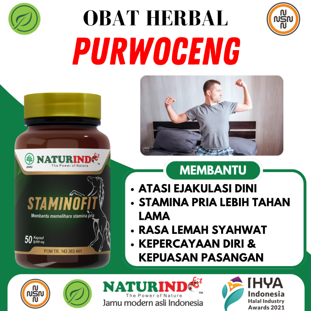 STAMINOFIT Obat Herbal Purwoceng Tingkatkan Stamina Pria Staminofit 50 Kapsul Herbal Pria