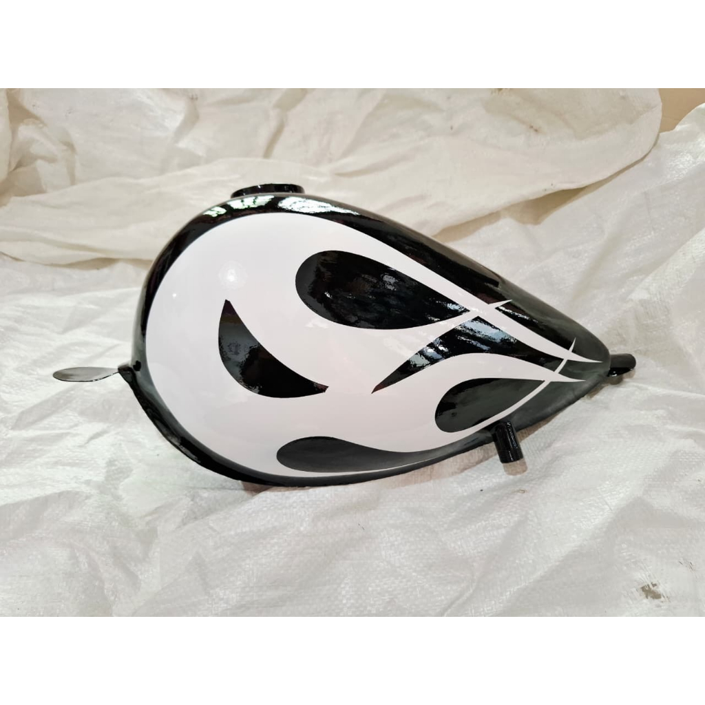 Tangki Cat Chooper peanut Motor Custom Hitam api Japstyle Bobber