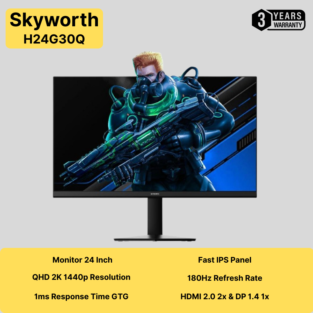Skyworth H24G30Q Monitor Gaming 24 Inch 2K 180Hz Fast IPS Panel