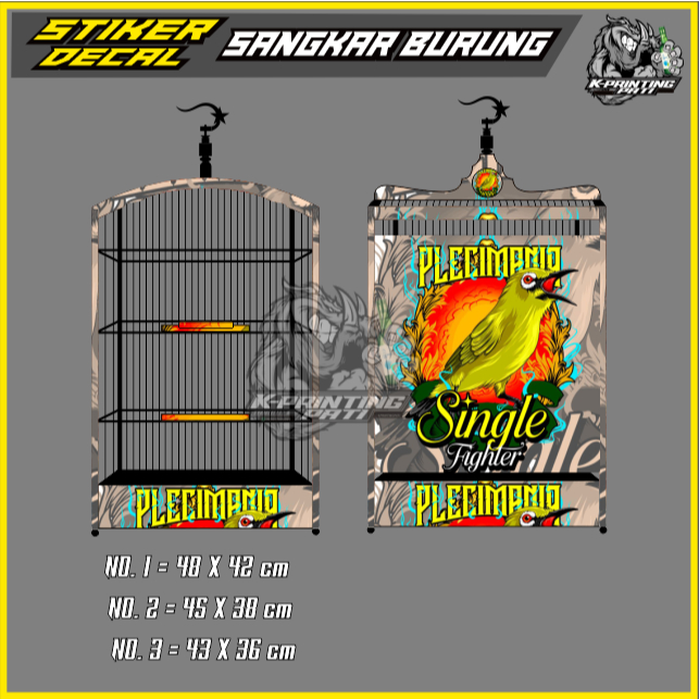 Stiker Decal SINGLE FIGHTER SANGKAR BURUNG sangkar burung kotak/koper burung cucak ijo dll