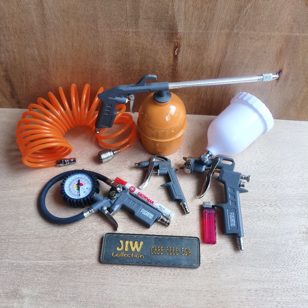 1 set perlengkapan kompresor sprayer brush cat selang pompa oli oil semprot