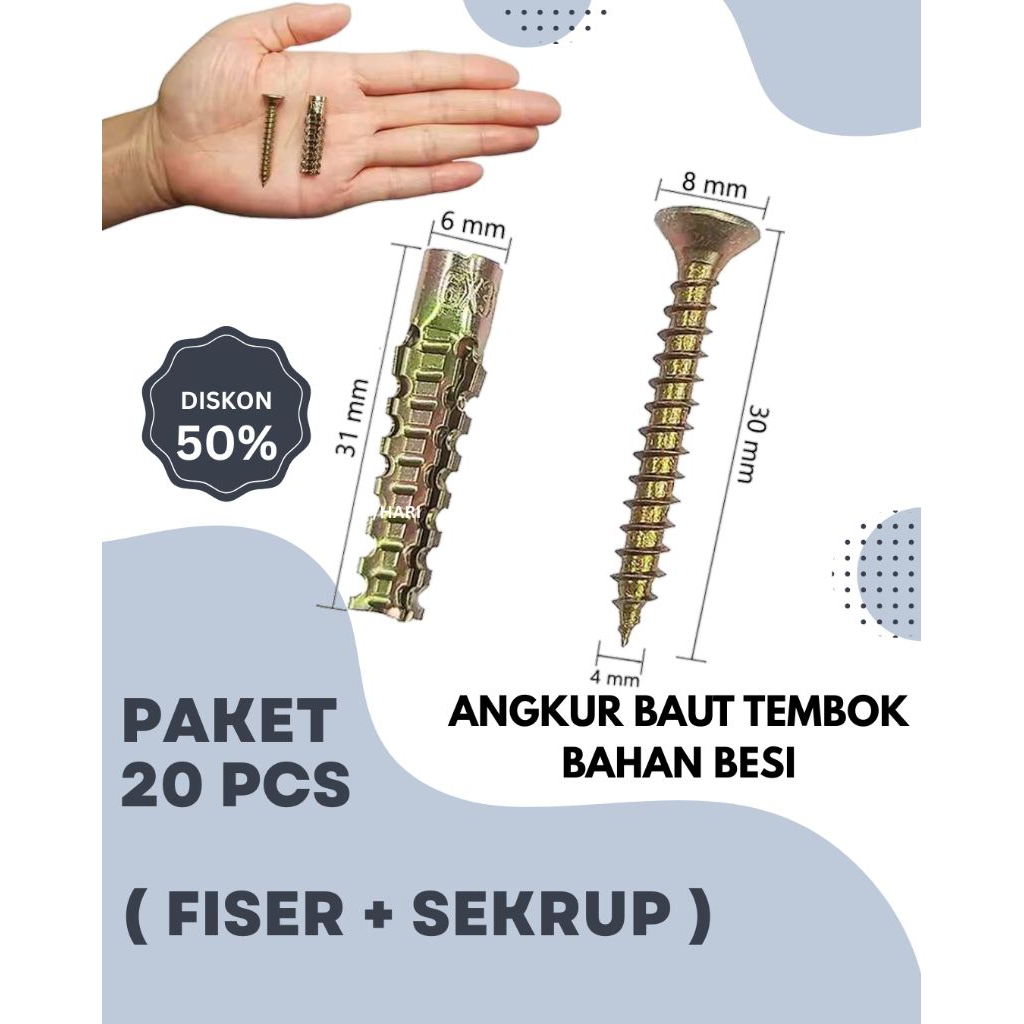 Angkur Baut Tembok Besi M6 Fischer Anchor Angkur Fiser With Sekrup Baut Skrup