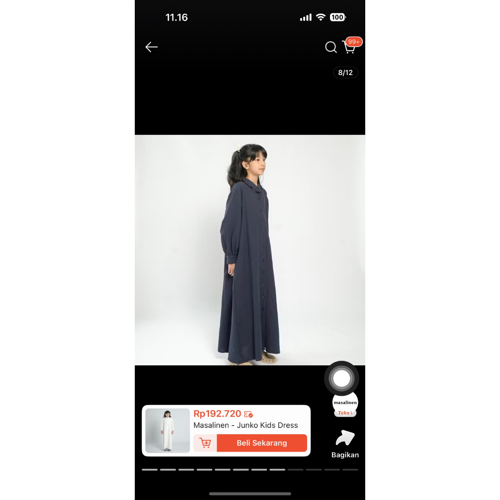 NEW MASA LINEN JUNKO KIDS NAVY SIZE 10.