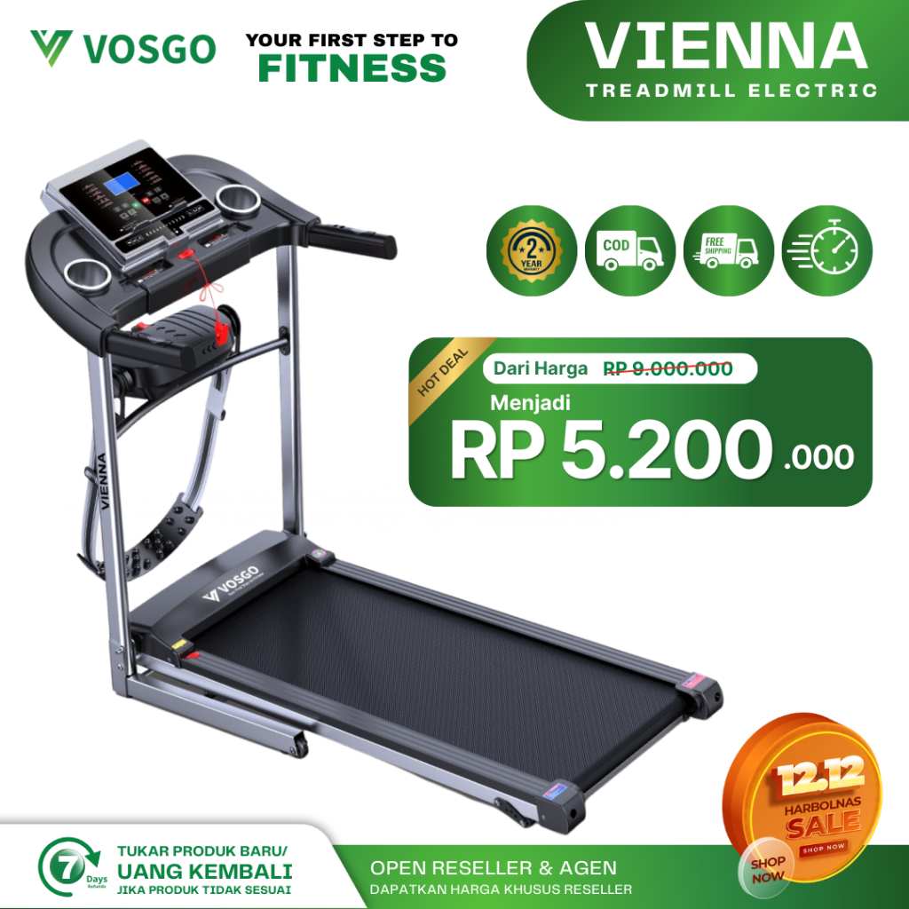 Alat Fitness Treadmill Elektrik Vosgo Vienna