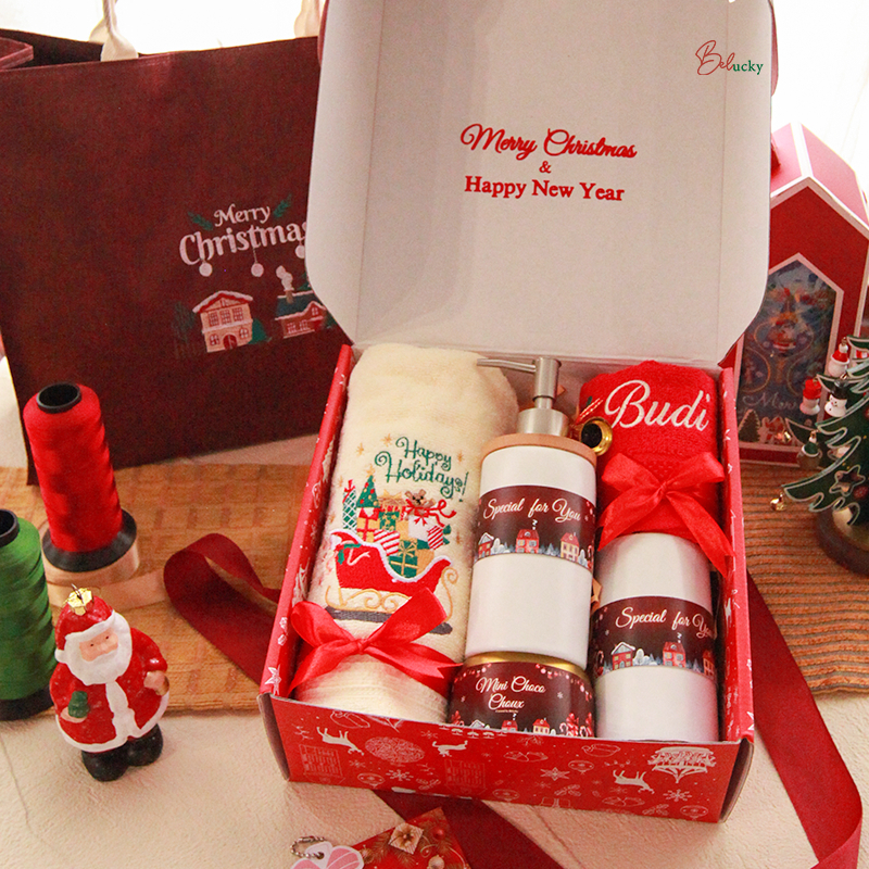 Christmas Hampers Set   Premium Souvenir Natal Cookies dan Handuk Bordir Kado Natal Custom Request B