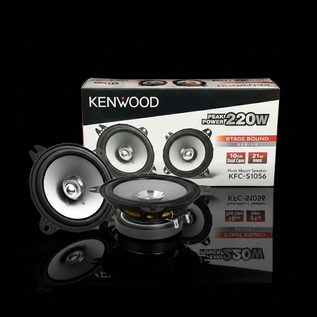 Kenwood KFC-1056 : Speaker 4 Inch (10cm) Dual Cone - Stage Sound Series - 220W Max - Suara Vokal Jer