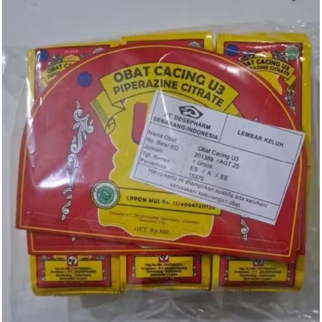 Puyer obat cacing U3 cap jago 1 gros / 12 lusin