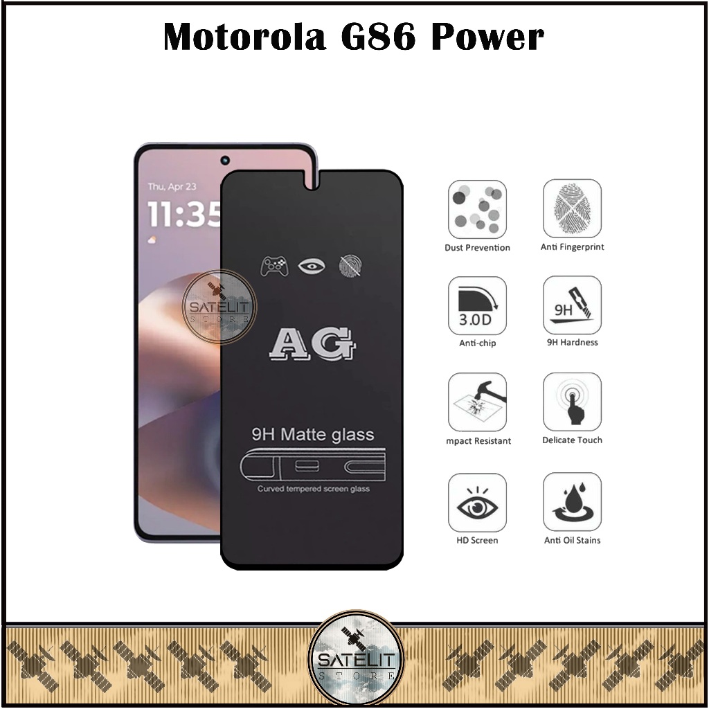 Tempered Glass AG Matte Motorola G86 G67 Power Full Layar Cover
