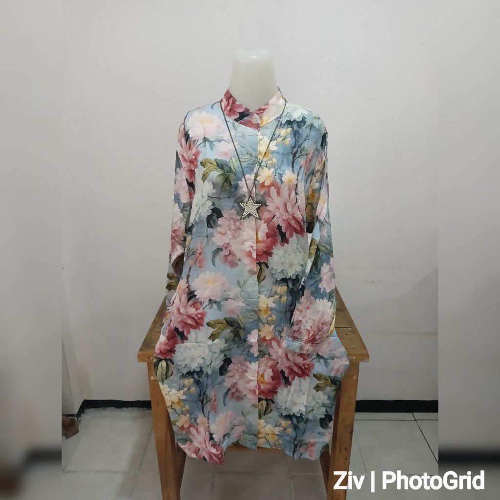 TUNIK WANITA MOTIF BUNGA KATUN RAYON T1626
