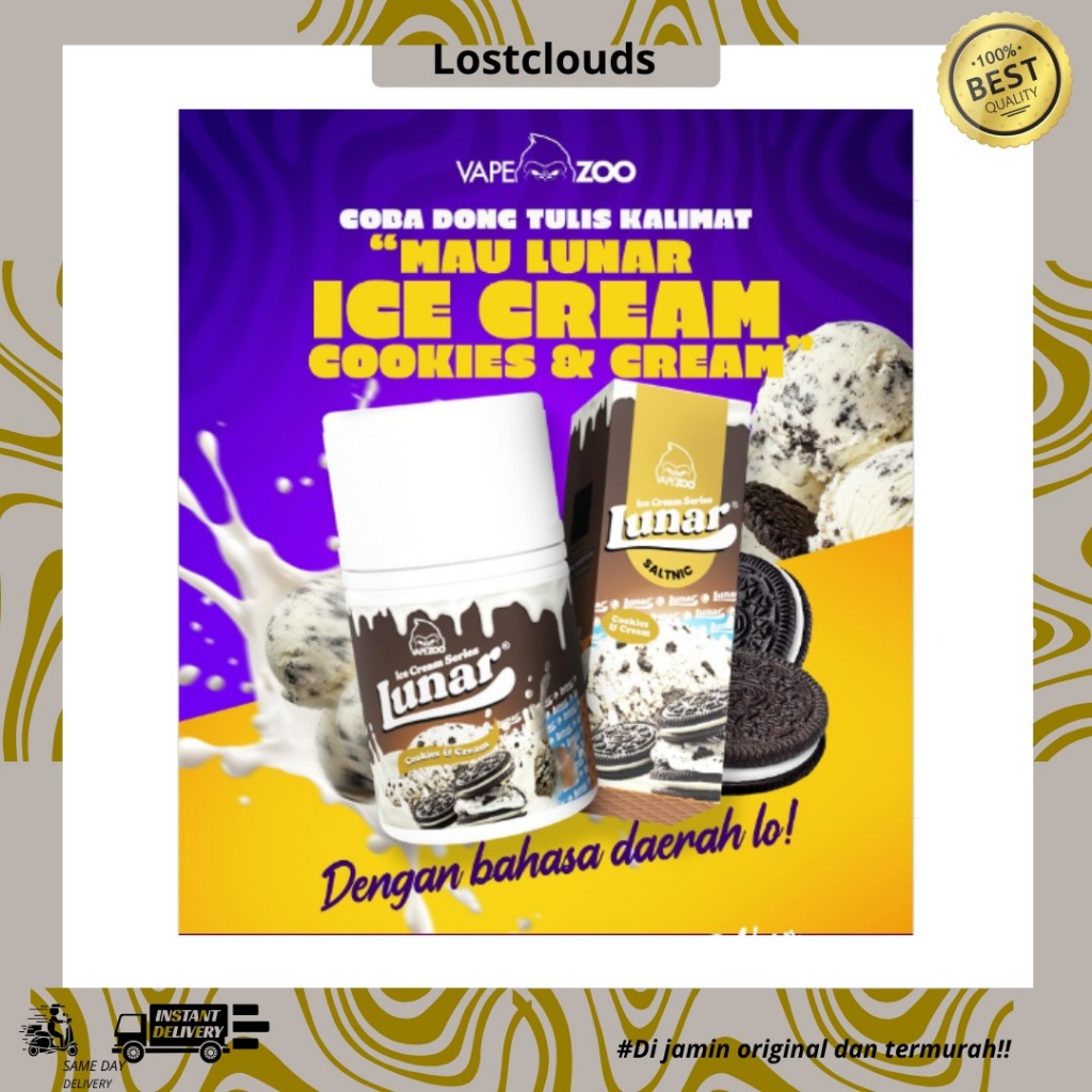 Lunar Ice Cream Cookies & Cream New Series Freebase 60ml 100% Original