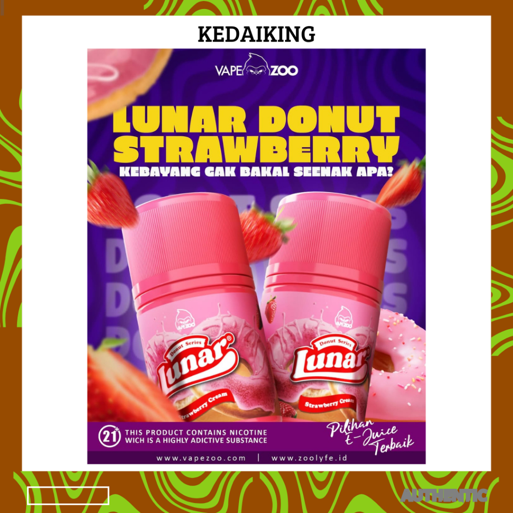 NEW SERIES LUNAR DONUT STRAWBERRY FREEBASE 60ML 100% ORIGINAL BY VAPE ZOO