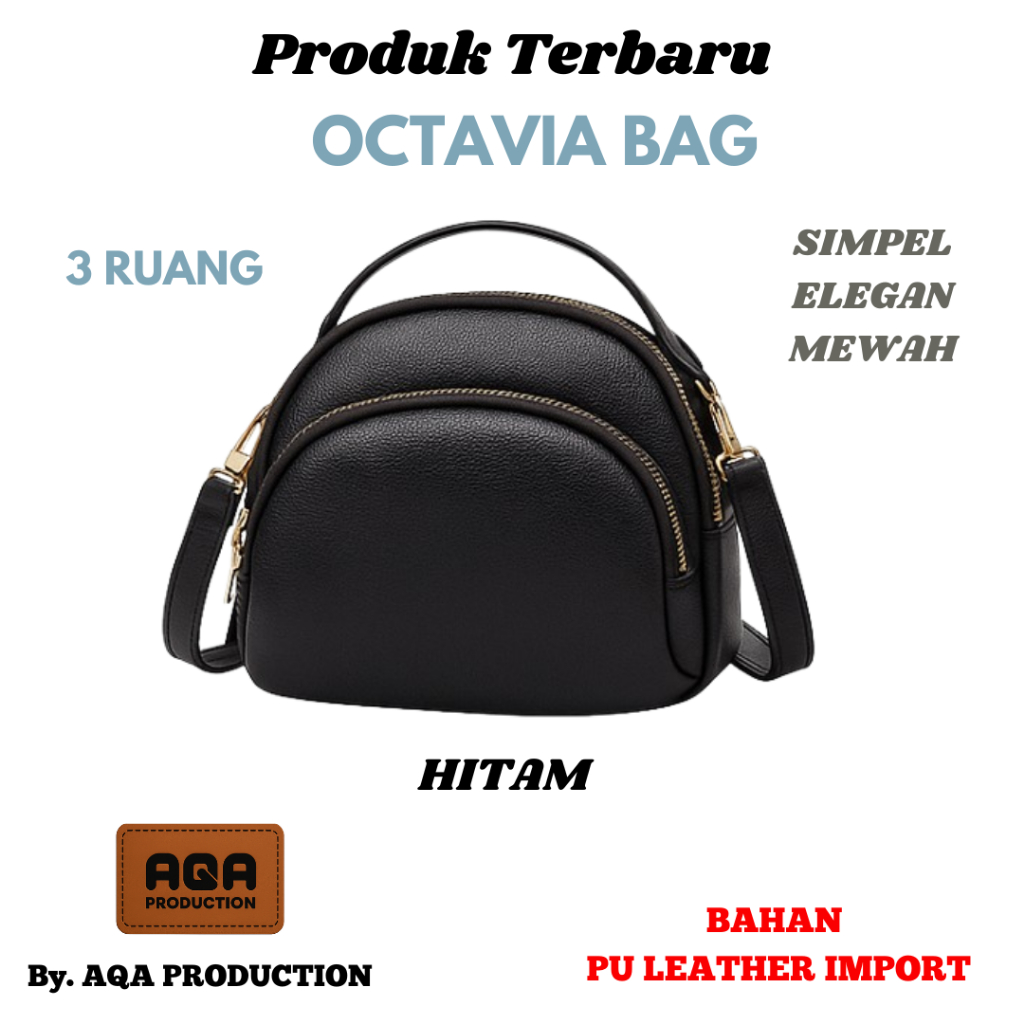 AQA PRODUCTION Tas Wanita Octavia 3 Zip Oval Bulat Mini Sling Bag