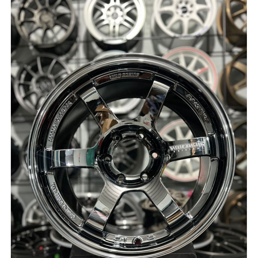 velg te37 r18 black chrome pcd 6x139, 7 kondisi baru