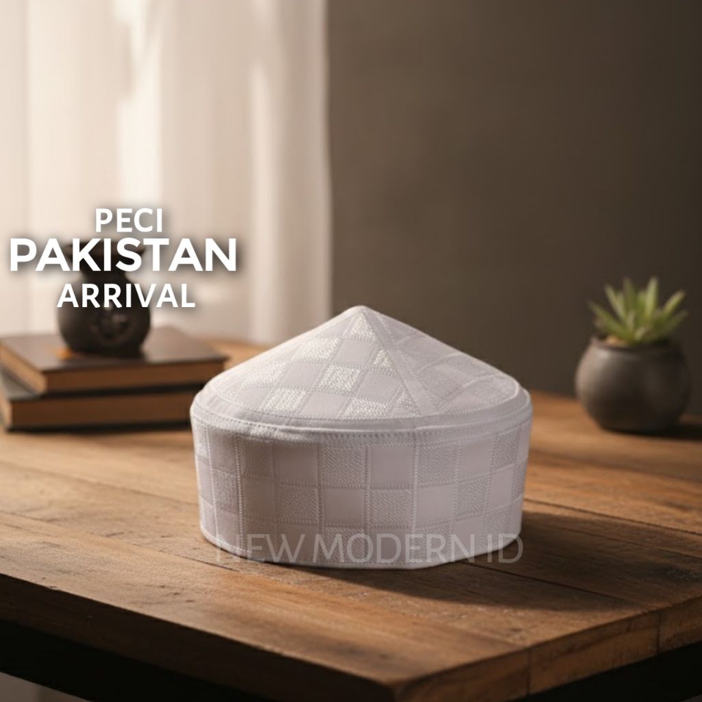 PECI PAKISTAN MOTIF KOTAK PUTIH HITAM POLOS PRIA DEWASA