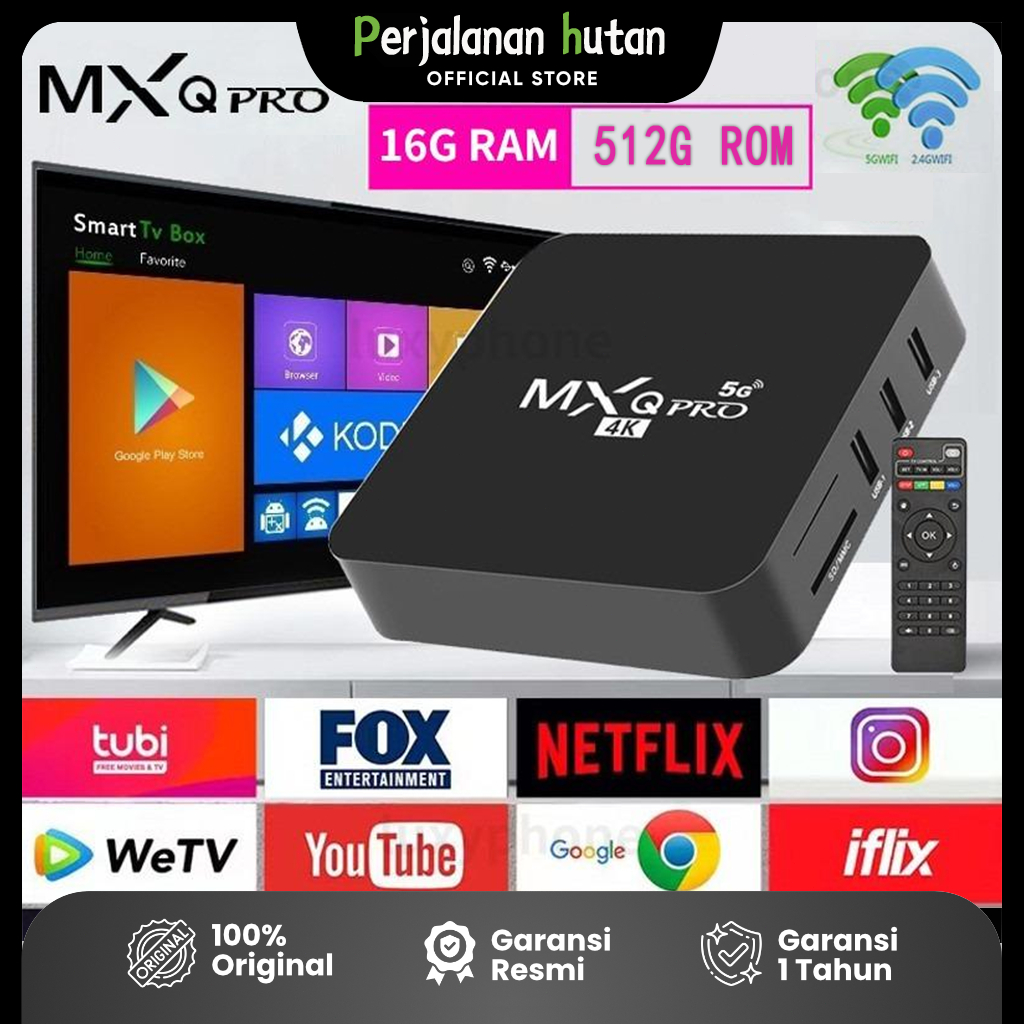 Mxq Pro 4K 5G 16gb+512gb Android TV Box TV Tabung Android 13 Stb Android TV Full Root Unlock