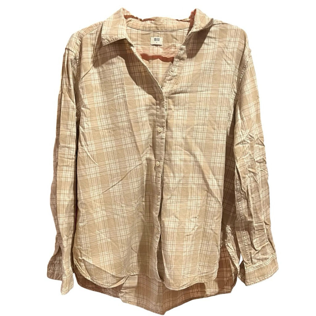 Preloved Kemeja Uniqlo | Flanel Shirt Cream (Women)