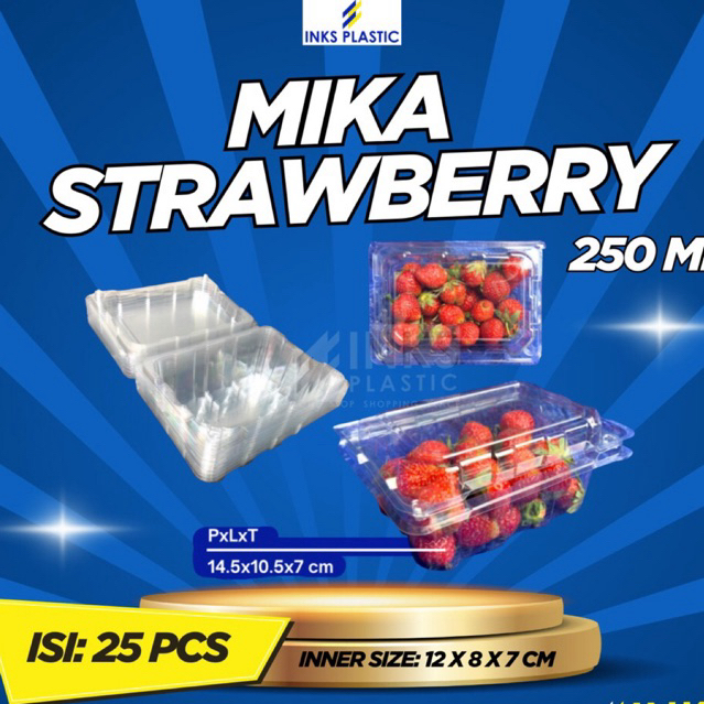 MIKA BOX STRAWBERRY 250 ML TRAY BUAH SALAD SAYUR 250ML