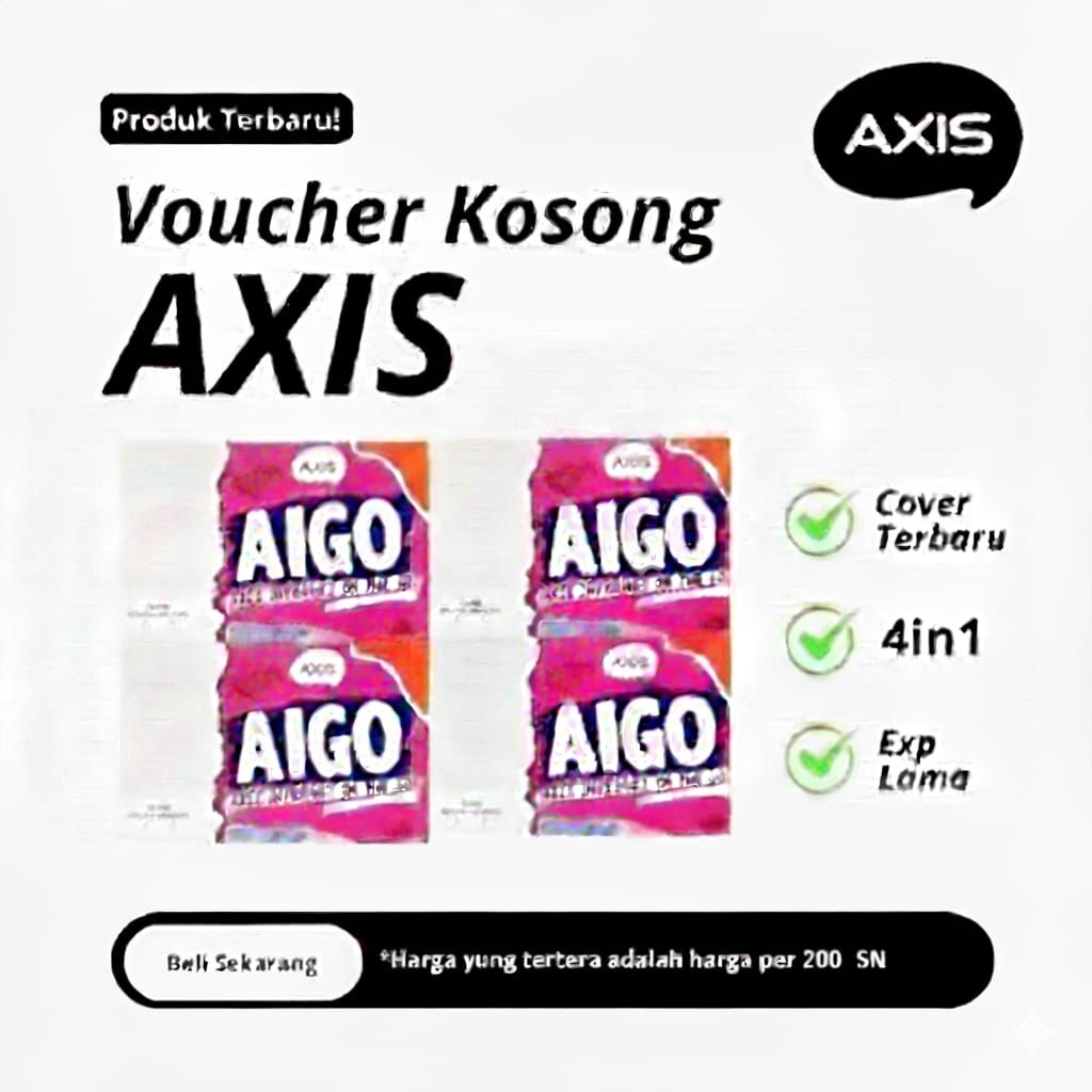 Voucher Kosong Axis/Voucher bahan injek kuota Axis